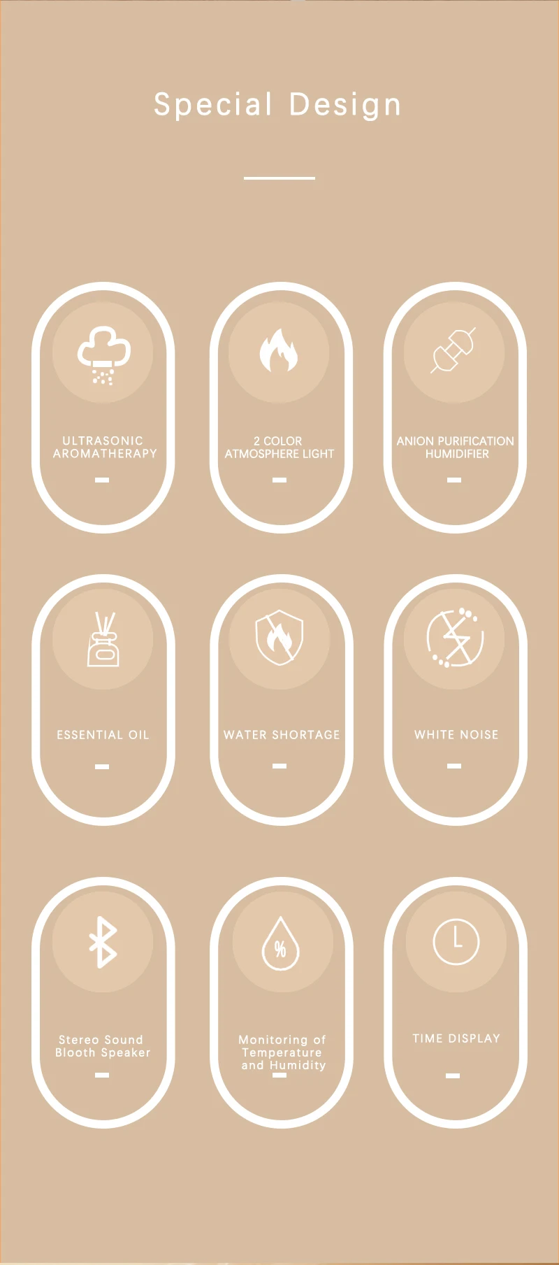 Flame Essential Oil Diffuser Anion Ultrasonic Air Humidifier Aroma Cool