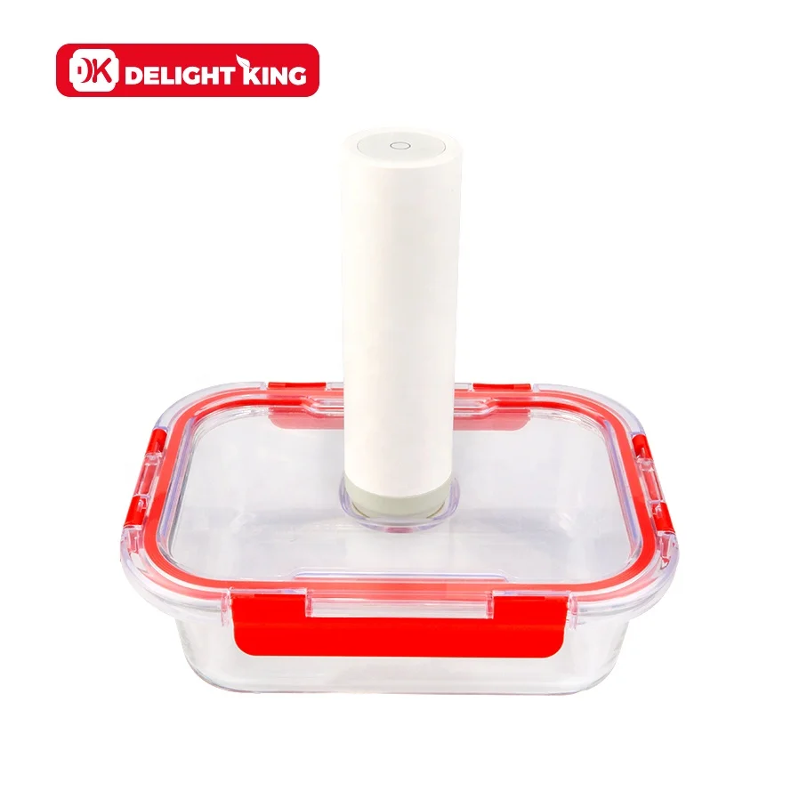 Glass Food Container with Customized Logo Glass Kitchen Vacuum Storage Glass Lunch Box with Vacuum Lid