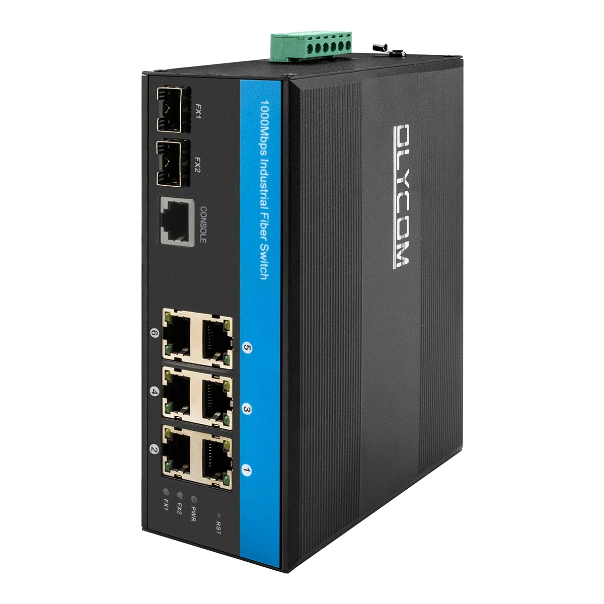 Din Rail 2 optical to 6 Rj45 8 port Gigabit industrial poe L2 managed switch