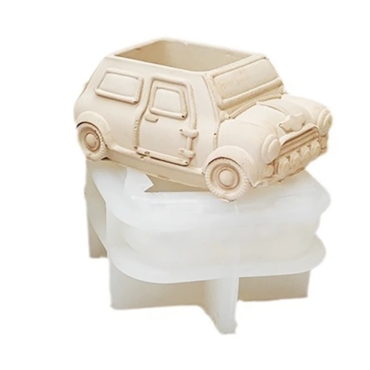 3D Novelty Easy Operating Fine Textures Cartoon Vintage Old Car Pattern Silicone Mold for Diy Cement Resin Succulent Flower Pot