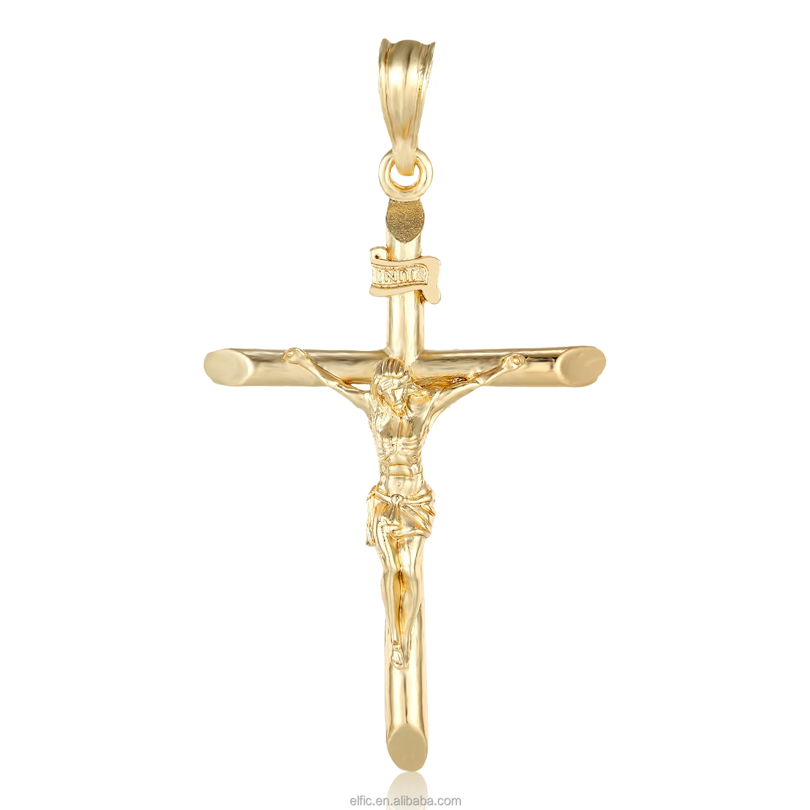 Elfic Fashion Jewelry Necklace Christian Pendant,hot Sale 14K Gold Plating Cross Pendant