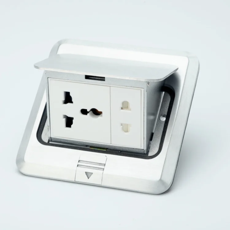 Factory - made embedded information box multifunctional universal three - hole power socket gold copper pop-up floor socket