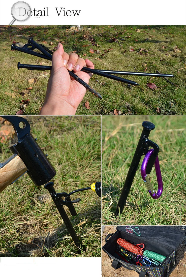 Silver And Black Color High Strength Camping Outdoor Steel Metal Black