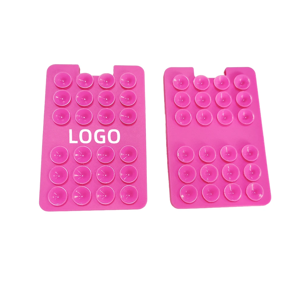 Customize Logo Printed Silicone Suction Phone Case Adhesive Mount with Card  Holder Silicone Adhesive Phone Holder