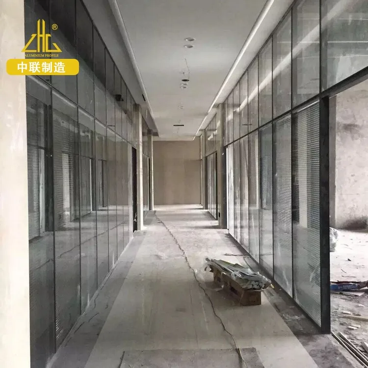 ZHONGLIAN Glass Partition Aluminium Slim  Partition Profiles for Office Cabin