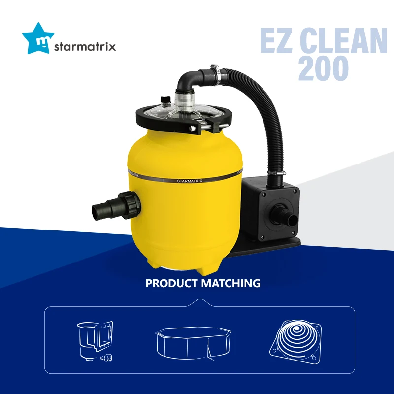STARMATRIX 800-Gallon Sand Filter with EZ CLEAN 200 Swimming Pool Water Filters Balls Filtration System for Pool Cleaning