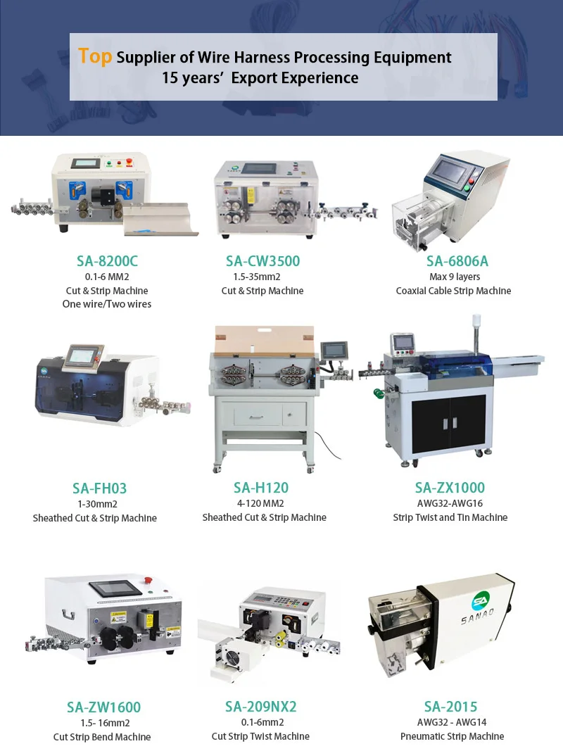 SA-8200C Fully Automatic 0.1-6 MM² Computerized Wire Harness Stripping Machine Cable Cutting and Stripping Machine for 2 Wires