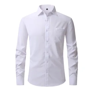 Professional Men's Summer Work Business Shirt American Size Four-Sided Elastic Anti-Wrinkle Cotton Single Breasted for Autumn