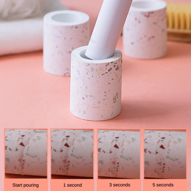 Portaspazzolini In Diatomite Per Bagno – 3 Scomparti, Assorbe Acqua, Organizer Grigiastro - 2