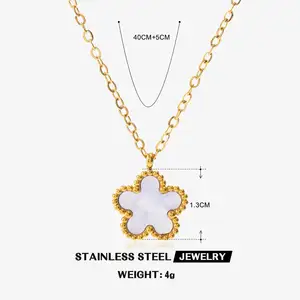 Waterproof High Quality Stainless Steel Five-leaf Flower 18k Plated Necklace Simple Popular Color Titanium Steel Jewelry