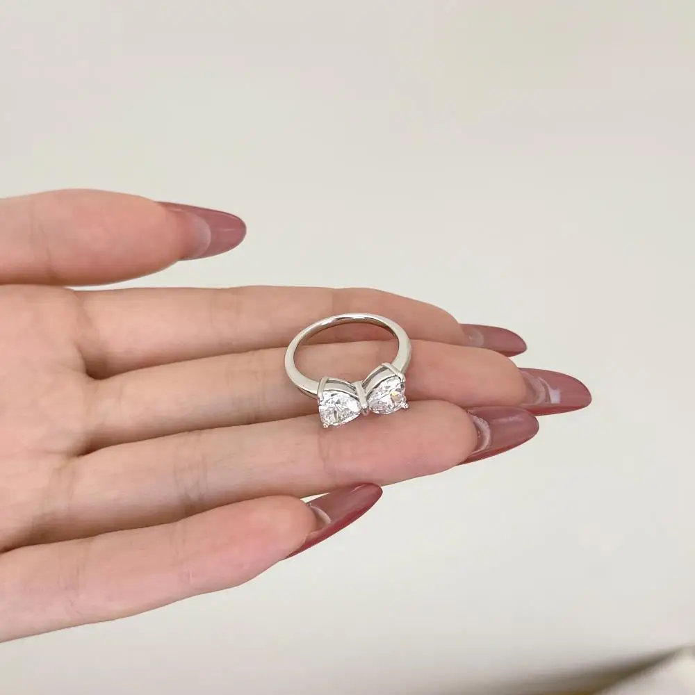 KAKODIY Pink Bow Cubic Zirconia 925 Sterling Silver Fine Jewelry for Women Ring Wedding Ring detail 1