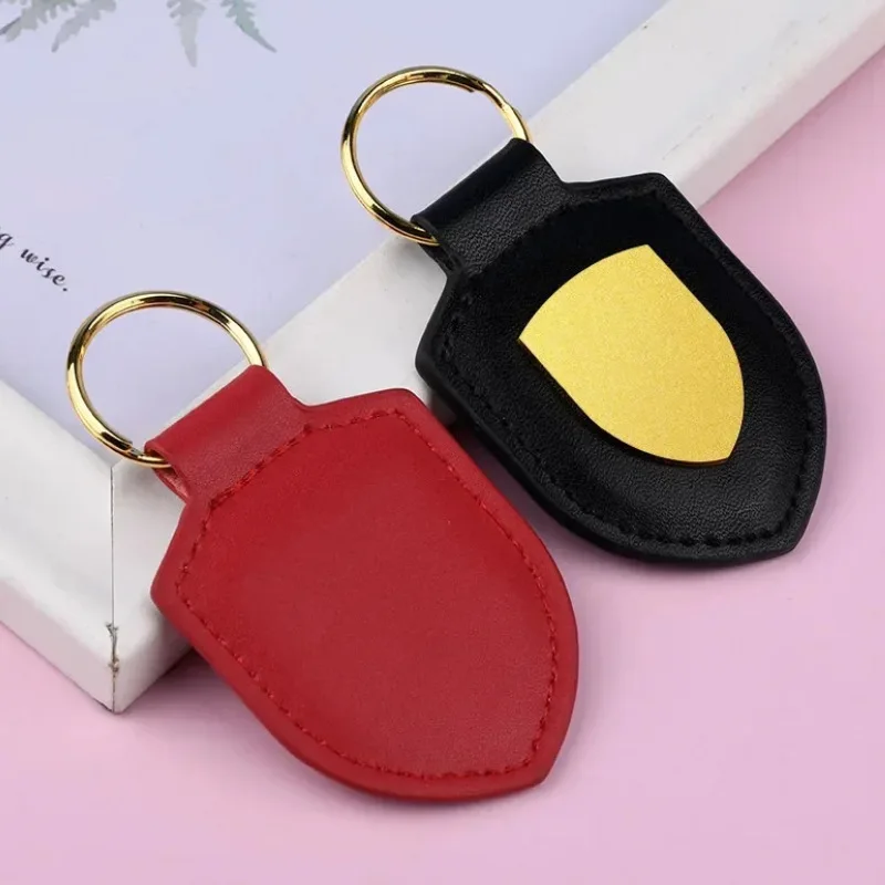PU Leather Shield Keychain Personalized Creative Couple Pendant with Metal Keyring for Business Gifts preview 5