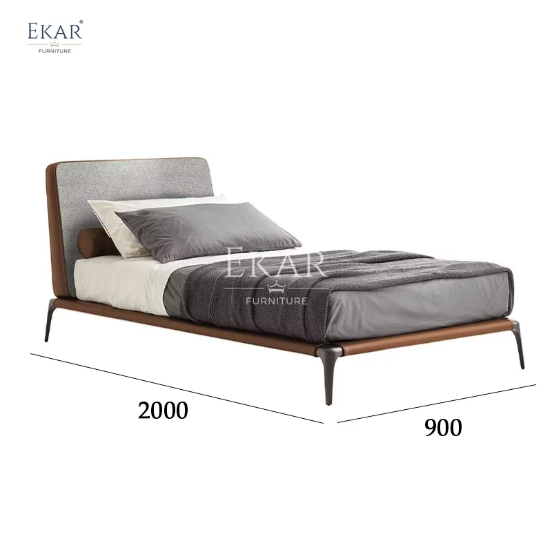 Contemporary Modern Leather Bed with Metal Frame Soft Style for Contemporary Bedrooms factory