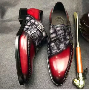 Goodyear Shoes Mens New Style Sapatos De Couro Fancy Crocodile Leather Shoes for Men Premium Alligator Italian Monk Men's Shoes