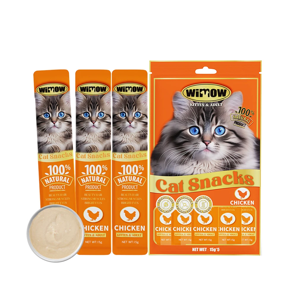 Oem Odm Custom Wimow 15g Pet Lick Snacks Wet Cat Food Cat Creamy Treats ...