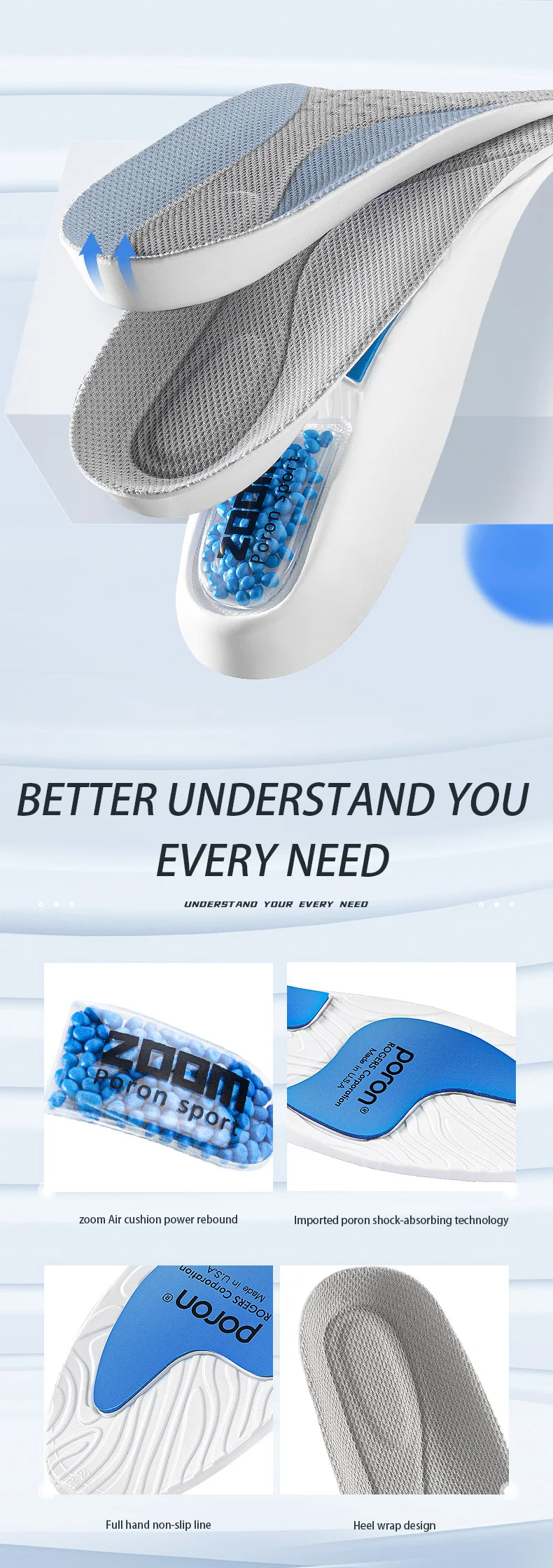 Custom Zoom Air Cushion Sports Insoles Wholesale