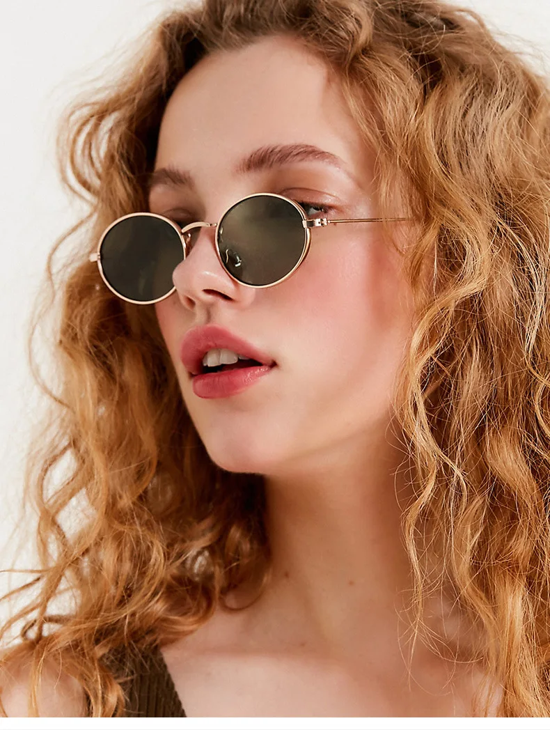 Versión Coreana de gafas de sol ovaladas tendencia 2024 gafas de sol Retro gafas de sol de Metal para hombres y mujeres al por mayor