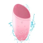 2020 New design Acoustic wave magnetic massage silicone sonic facial cleansing brush sonic face brush with Heating function