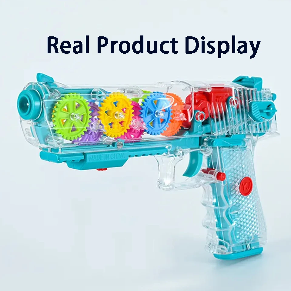 Multi Mode Switching Vibration Gun Realistic Transparent Gear Mechanical Toy Guns with Sound and Light Plastic Gun Toys