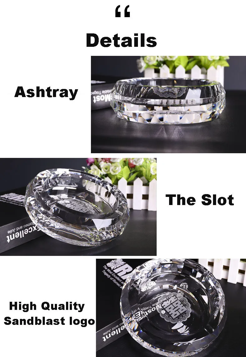 product wholesale smoking set custom portable car cigar crystal glass ashtray gift box classic transparent wedding decoration  gift-30