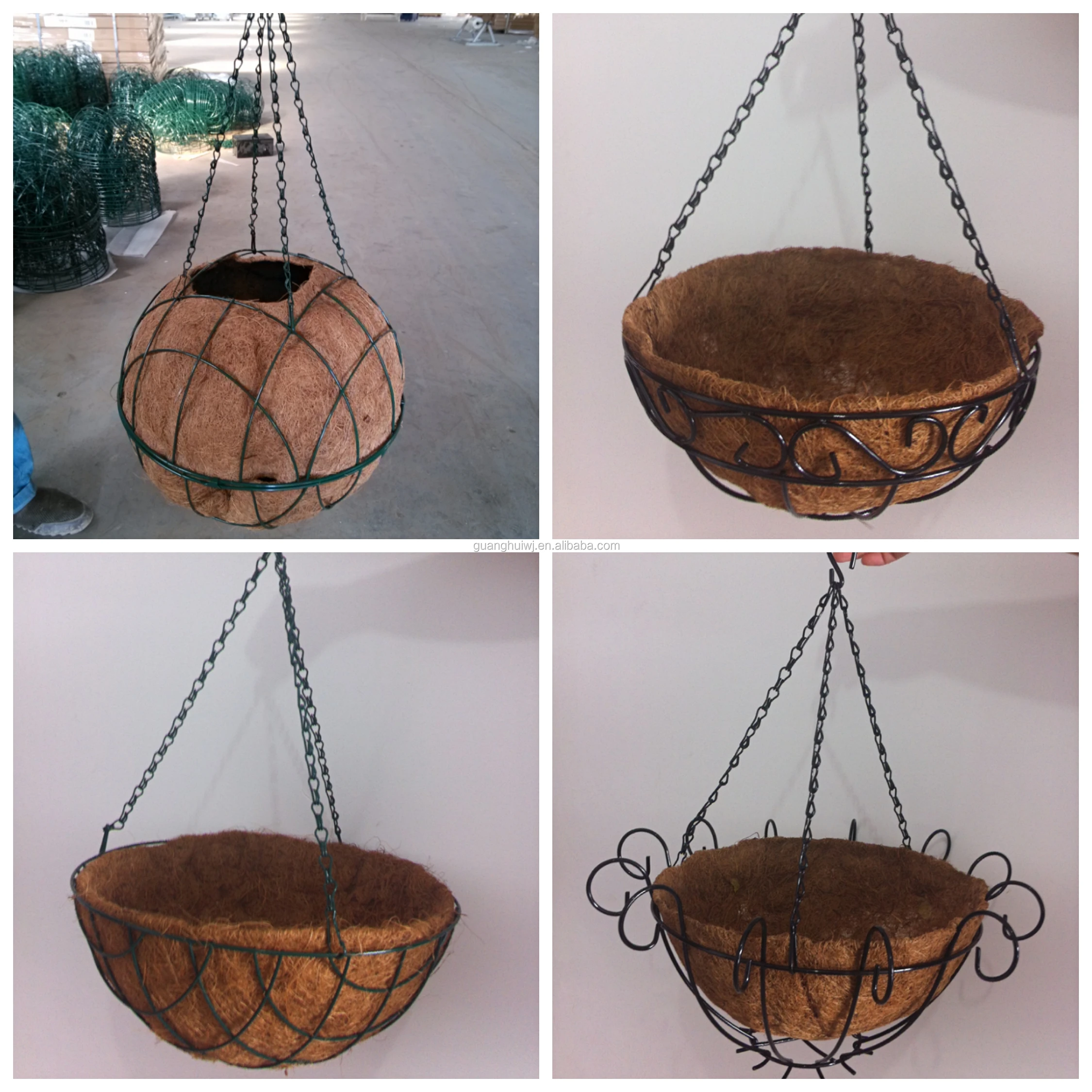 Металлическая настенная подвесная посадочная корзина с кокосовым вкладышем