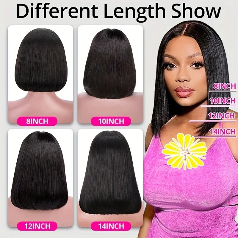 Glueless Echthaar Bob Perücke Mit Lace Closure Gerade Vorgezupft_voghion.com