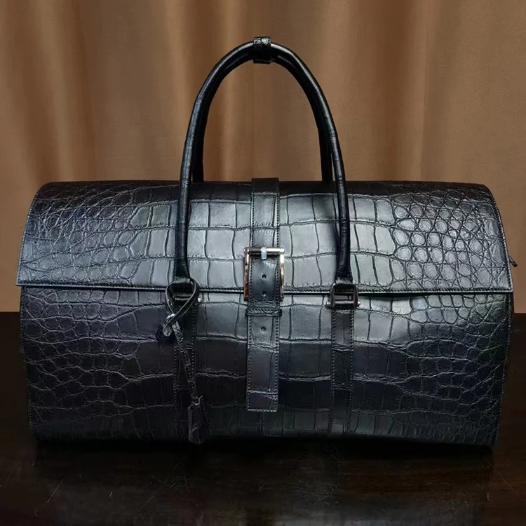 Genuine Crocodile Leather Boston Duffle Bag for Men - Luxury