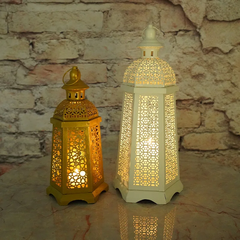 Metal crafts hollow LED lamps and lanterns decorative Camp sky Moroccan ...