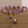 Purple crystal five-leaf amethyst flower pendant