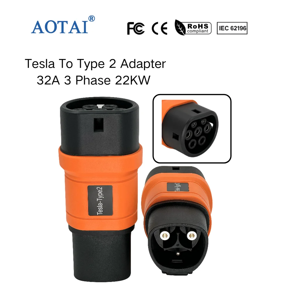 Adaptateur de charge AOTAI Tesla vers Type 2, adaptateur NACS vers Type 2 pour véhicule électrique