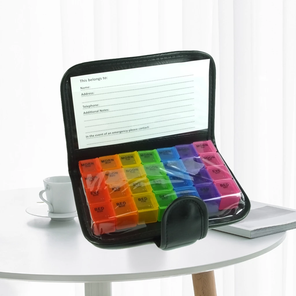 28-недельная сумка из искусственной кожи еженедельный органайзер для таблеток контейнер полипропилена