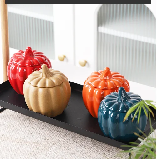 Christmas Decorative Ceramic Condiment Jar with Sealed Lid for Tea Candy Coffee Food Storage in Kitchen Tealight Holder