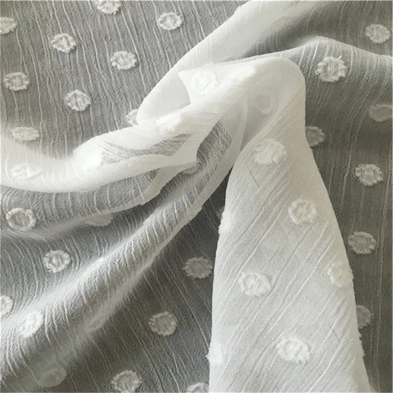 scarf wedding 100%polyester 75d elegant transparent gauze jacquard dots chiffon silk crepe fabric