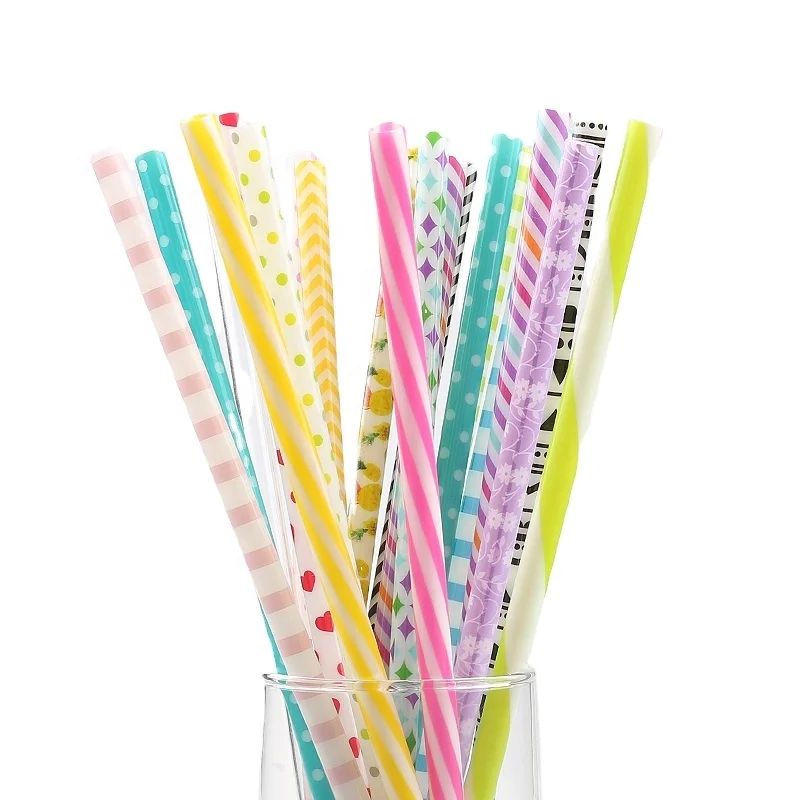 Reusable Colorful Plastic Straws Drinking Straws for Party Wedding Birthday Decorate