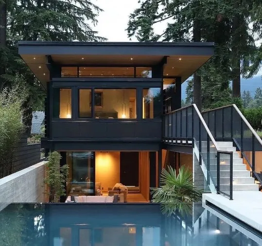 Легкий стальной сборный дом, стальная конструкция, сборная роскошная вилла