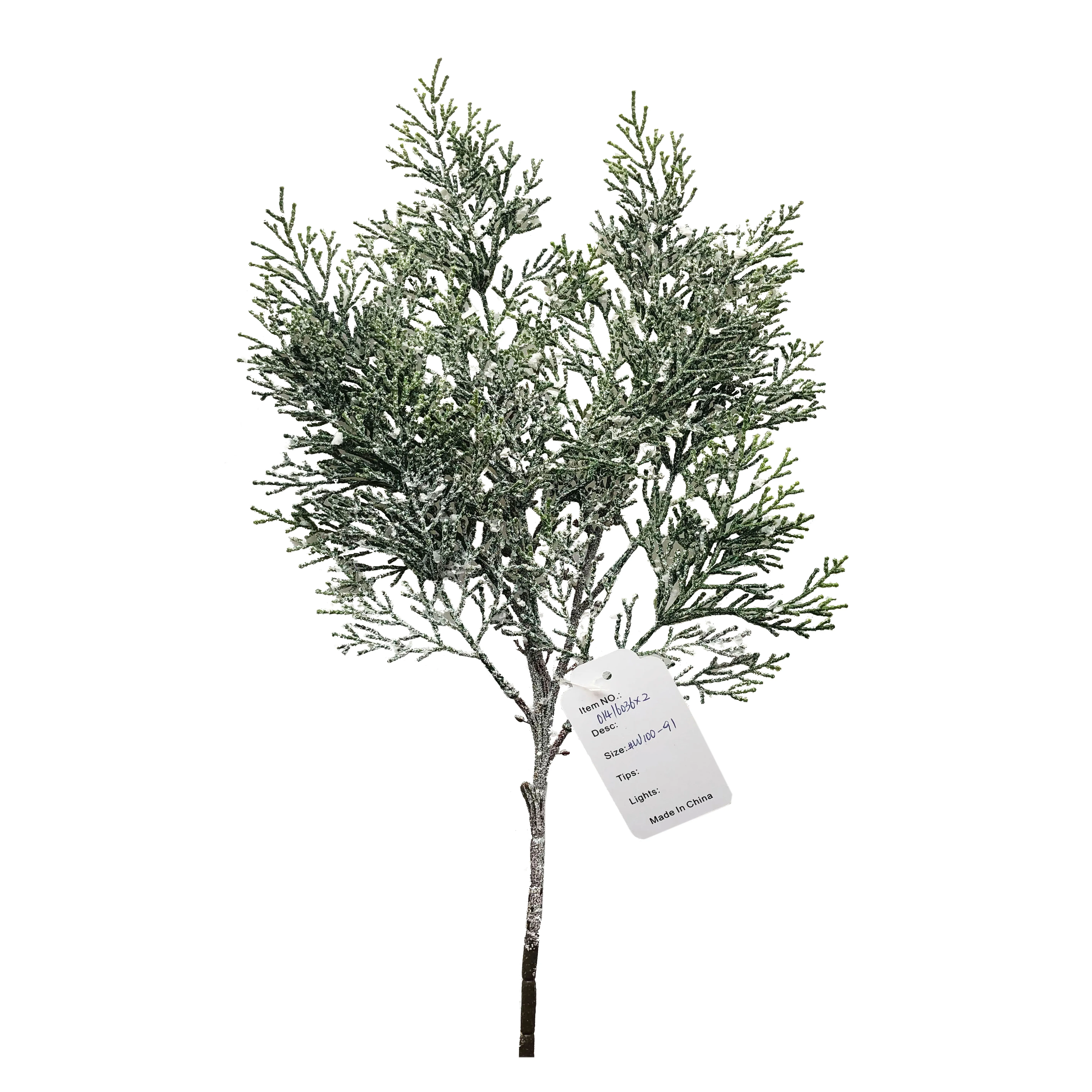 wholesale artificial pine tree branch with snow evergreen plant
