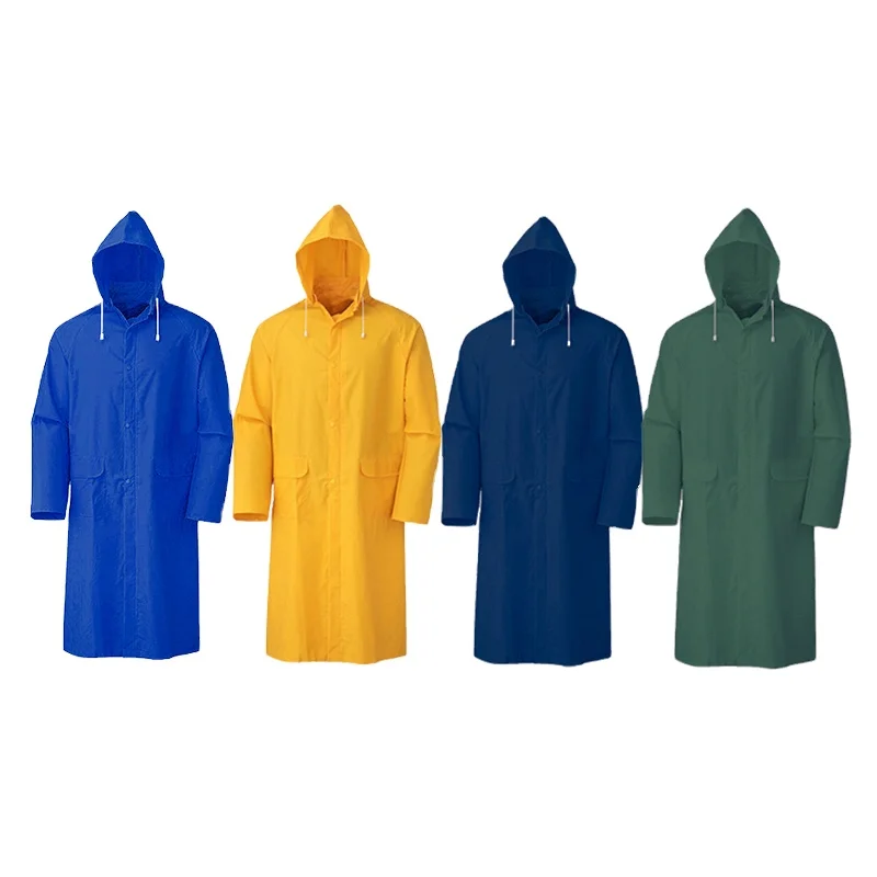 PVC Raincoat Yellow Water Proof Heavy Duty Rain Coat for Adults