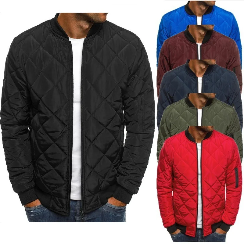 High Quality Black Warm Cardigans Coats Thick Print Zipper Cotton Men Puffer Down Jacket Winter_voghion.com