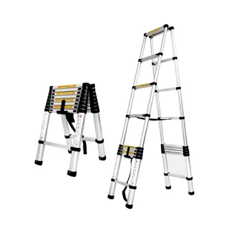2.9M+2.9M Industrial Style Double-Sided Aluminum Telescopic Ladder Folding Insulation Extension Ladder Home Use EN131 Certified