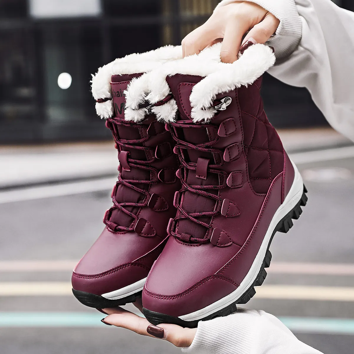 Women's Winter Thermal Cotton Ankle Boots with Anti-Slip Fur Lining