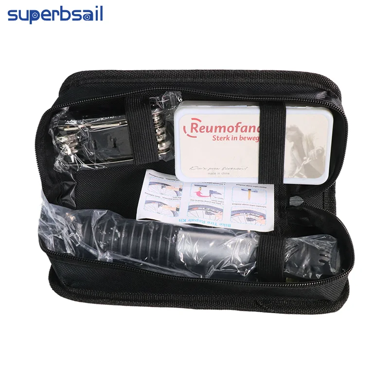 Superbsail Bicycle Cycle Tool Bag Repair Tool Set Multi-function Tire Repair Kits Multifunctional Kit With Pouch Pump for Bike manufacture