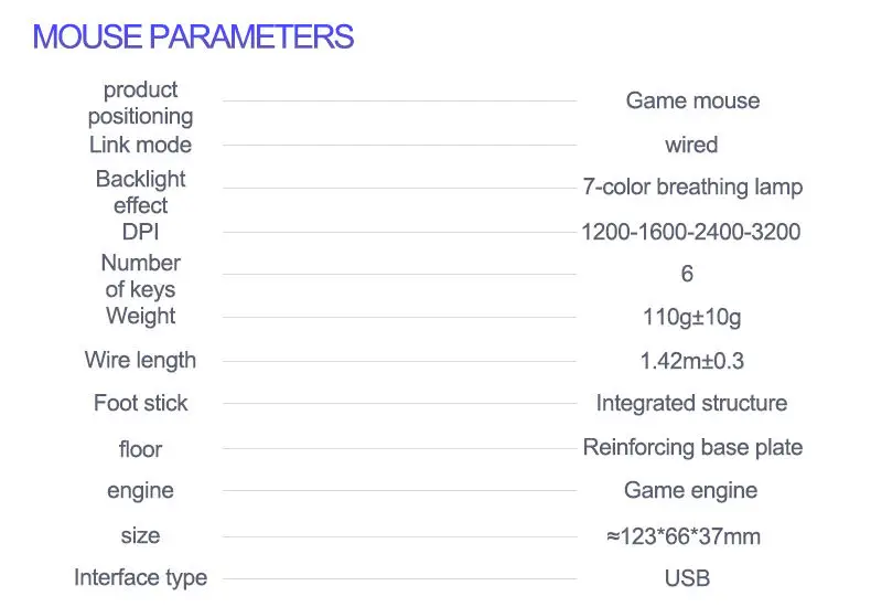 OEM Factory wholesale 3200DPI game esports G5 wired light mouse 6D mechanical mute computer accessories