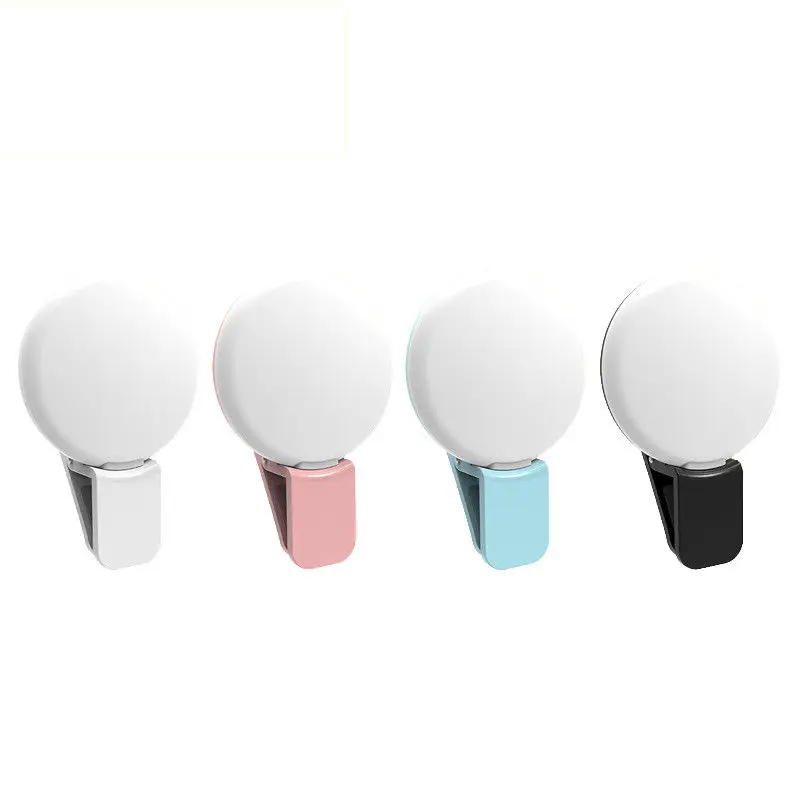 Mini Round Shape 9 LED Selfie Light Clip on Circle Light with Battery Powered LED Ring Light