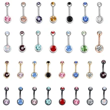 Fashion double diamond stainless steel belly button stud for women pierced belly button ring color button jewelry