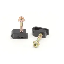 Black Single Coaxial Cable Clips Stainless Steel Screws Electrical Wire Cable Clip 1/4 in (6 mm) Screw Clip and Fastener White