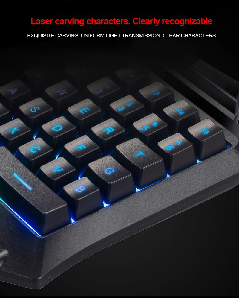 Amazon Popular Mini One Handed Keyboard Colorful RGB Game Wired Keyboard For Mobile Phones Laptops