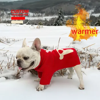 Winter knit Christmas Dog sweater Dog Winter Coat Pet Clothing Dog Puppy Clothing Christmas red Medium size pet sweater