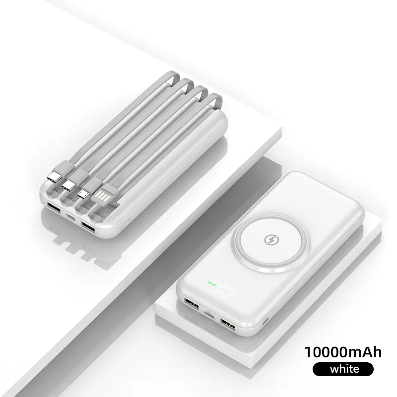 Wireless Power Bank with Cable and 10000 Mah Big Capacity Quick Charge