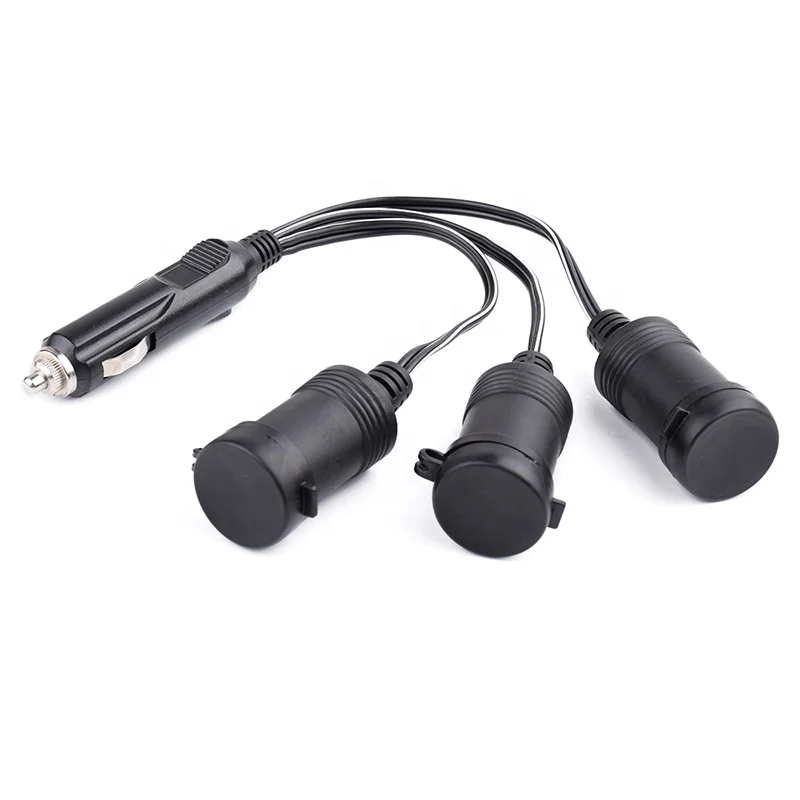 12V DC Power Socket 3-way Lighter Adapter Car Cigarette Lighter Plug with  Protective