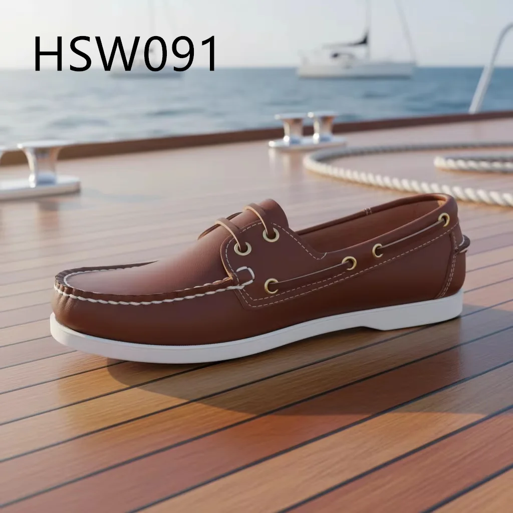 ZYF, zapatos marrones tipo barco para salidas de última hora, estilo con cordones, muy populares en España; zapatos informales versátiles con costura a mano, ideales para conducir, modelo HSW091